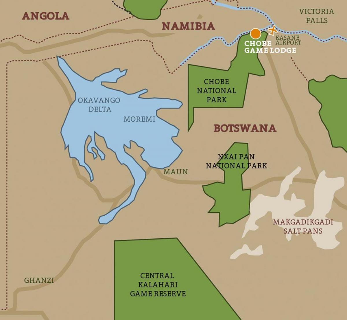地图博茨瓦纳国家公园地图