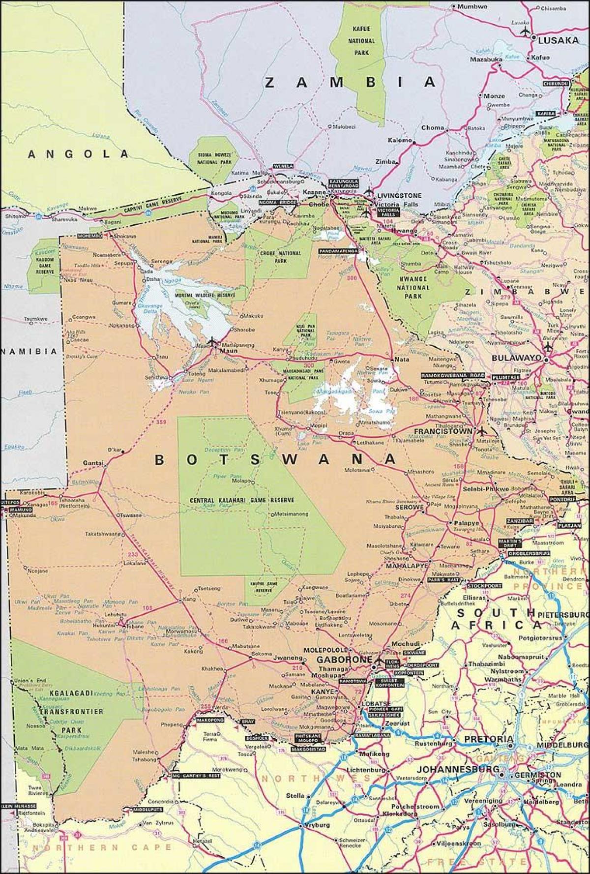地图博茨瓦纳地图的距离