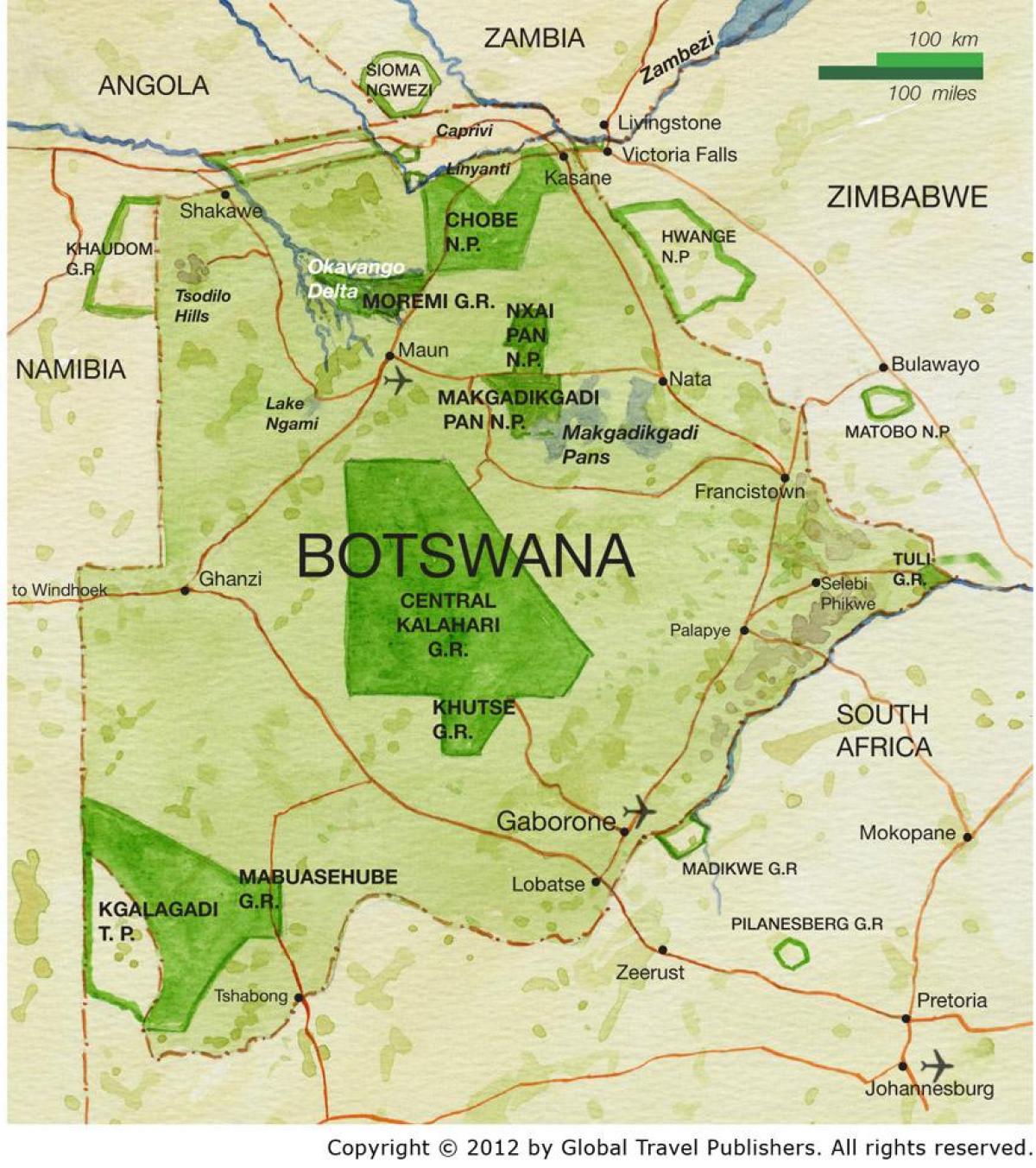 地图博茨瓦纳保留的游戏