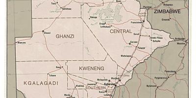 详细的地图博茨瓦纳
